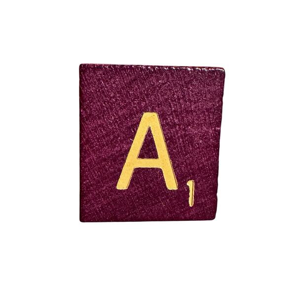 Scrabble Lot of 400 Wood Letter Tiles Maroon Gold Letters Crafts Replacements - Picture 2 of 6